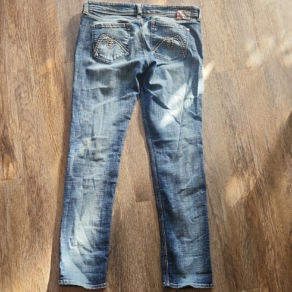 Mavi Lindy Straight Jeans Women's Low Rise Distressed Embroidered Size 32 - Picture 7 of 8